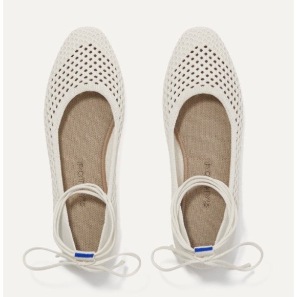 Rothy's Shoes - Rothy's Ballet Flats Women 10.5 Vanilla The Wrap Ankle Tie Sustainable Knit Shoe